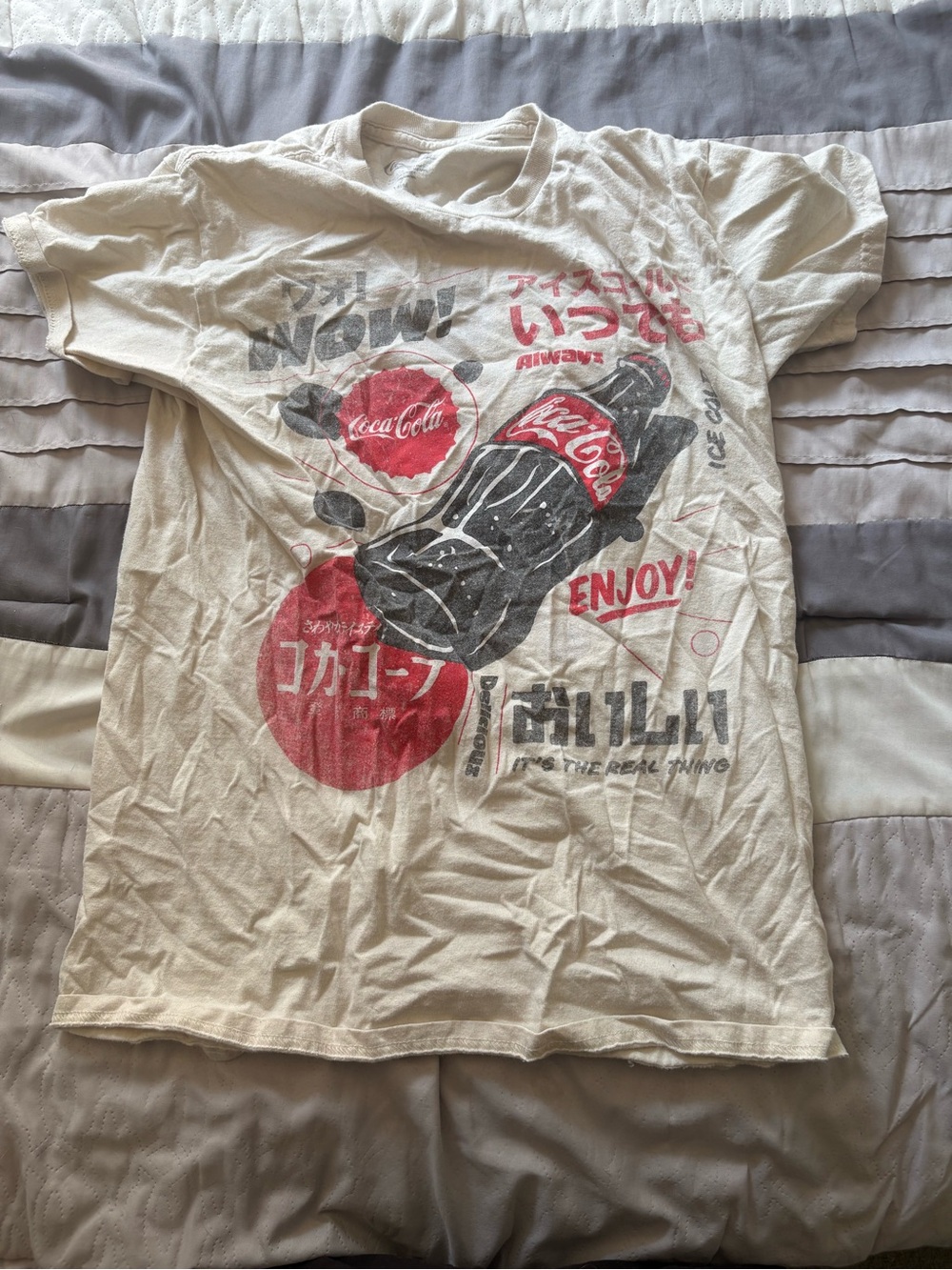 Coca Cola Men’s Licensed White Japanese Graphic T-Shirt